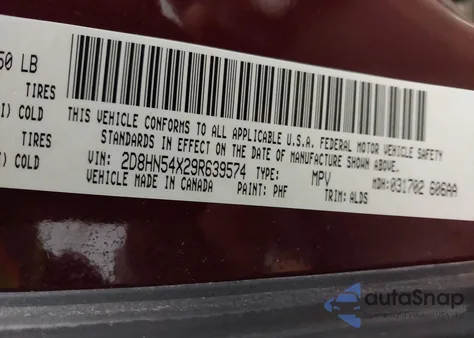 2009 Dodge Grand Caravan Sxt z USA, uszkodzony, nr VIN 2D8HN54X29R639574
